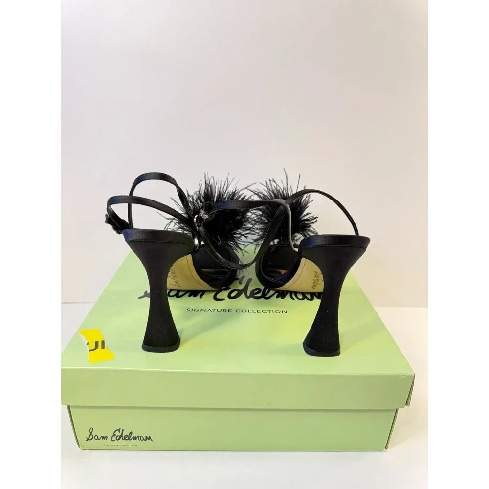 Sam Edleman Womens Lindy Black Satin Heels US 8.5